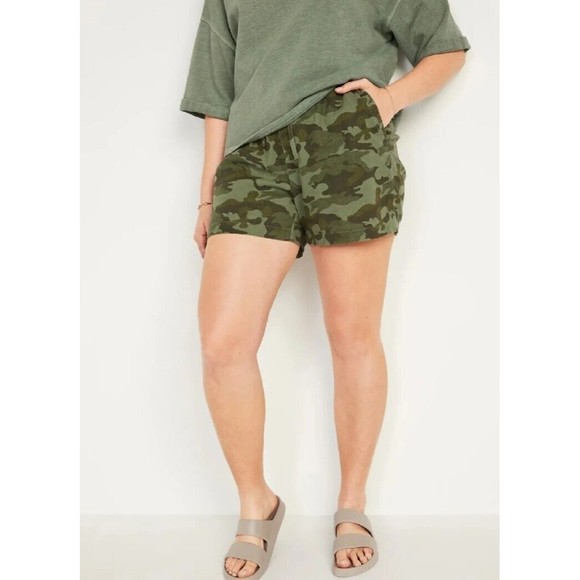 Old Navy Women’s Camo High-Waisted Printed Linen-Blend Shorts- Size Small - Picture 3 of 12